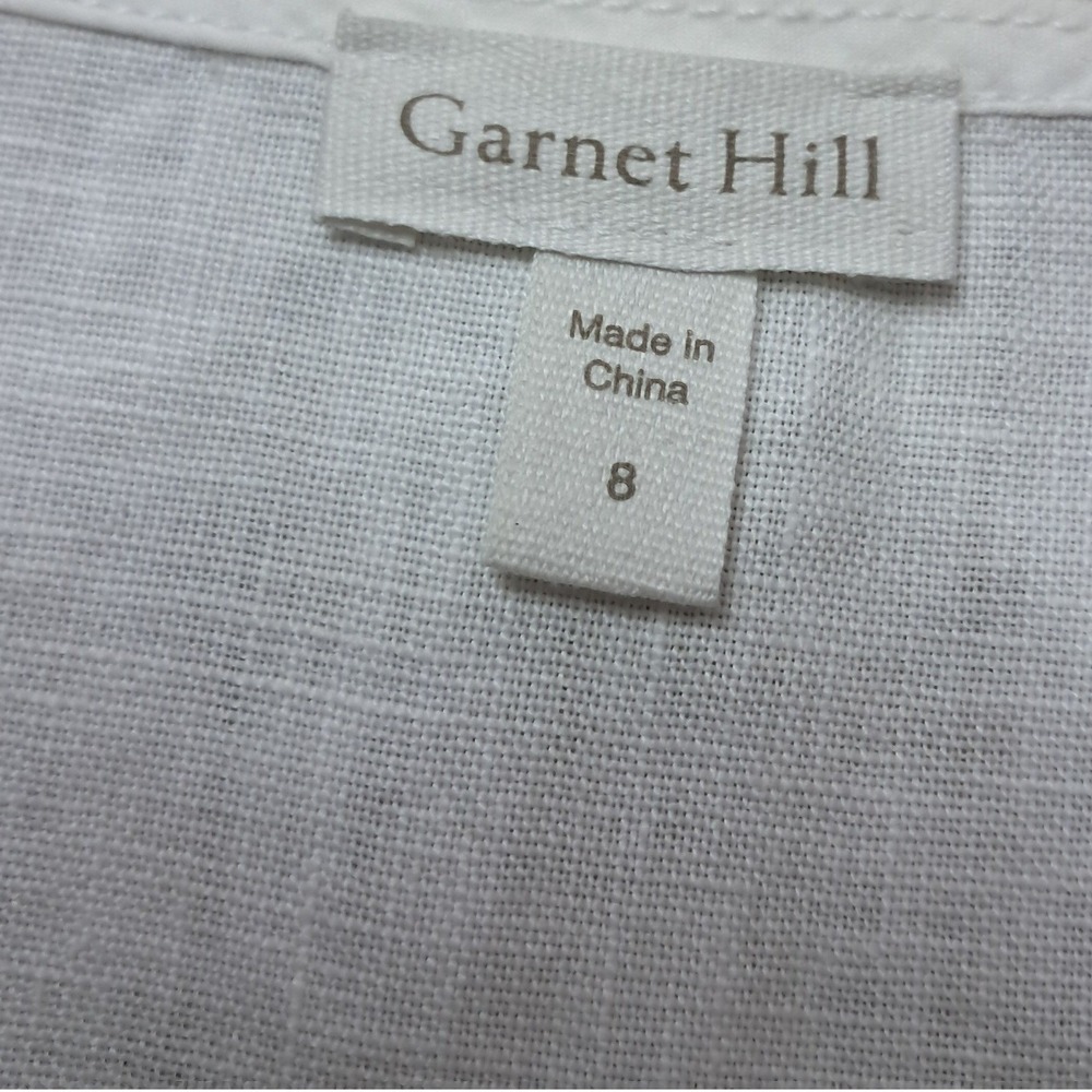 Garnet Hill Dress Womens 8 White Linen Shift V-Neck Sleeveless Lagenlook Casual - Picture 2 of 6